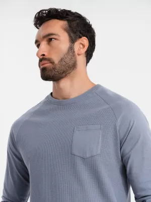 Férfi póló OMBRE OM-LSCL-0109 KÉK FARMER