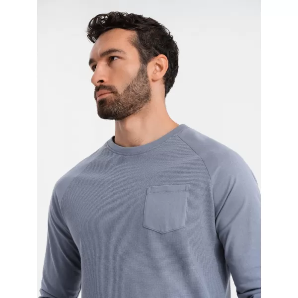  Férfi póló OMBRE OM-LSCL-0109 KÉK FARMER 