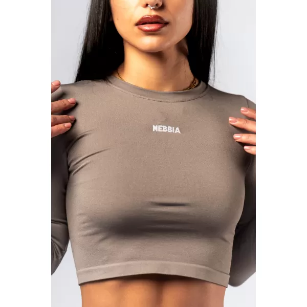  Varrat nélküli crop top hosszú ujjú POWER 892 LIGHT BROWN ASH Nebbia 