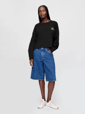 Női pulóver GAP LOGO HORSESHOE SWEATSHIRT 767368-01 IGAZ FEKETE