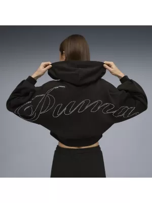 Női pulóver PUMA ESS GRAPHIC BEDAZZLED HOODIE 635394_01 PUMA FEKETE