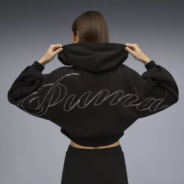  Női pulóver PUMA ESS GRAPHIC BEDAZZLED HOODIE 635394_01 PUMA FEKETE 