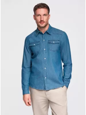 Férfi ing OMBRE OM-SHDS-0210 KÉK