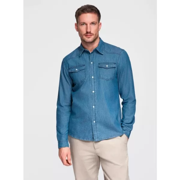  Férfi ing OMBRE OM-SHDS-0210 KÉK 