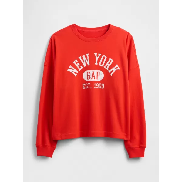  Női pulóver GAP LOGO SWEATSHIRT 769308-01 PLAKÁT PIROS 