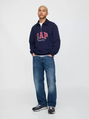 Férfi pulóver GAP POLO HALF ZIP SWEATSHIRT 744734-01 HADITENGERÉSZET EGYENRUHA