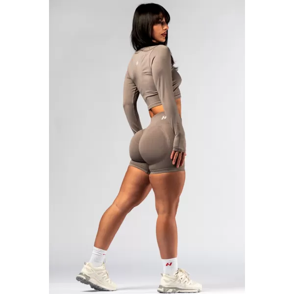  Varrat nélküli crop top hosszú ujjú POWER 892 LIGHT BROWN ASH Nebbia 