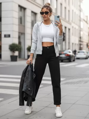 Női nadrág DSTREET UY2868 FEKETE