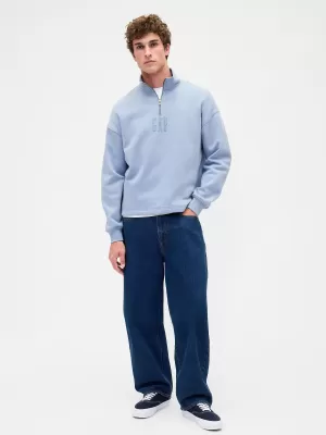 Pulóver GAP CORP LOGO HALF ZIP 873446-01 NAPOS SZÜRKE