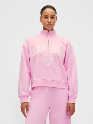 Női pulóver GAP LOGO HALF ZIP 852841-05 KANKALIN RÓZSASZÍN