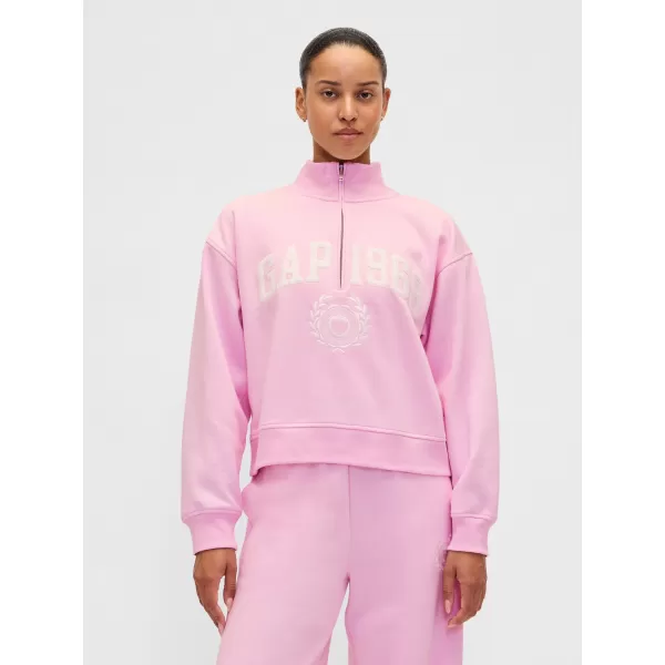  Női pulóver GAP LOGO HALF ZIP 852841-05 KANKALIN RÓZSASZÍN 