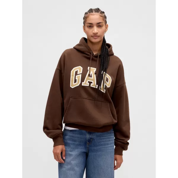  Férfi pulóver GAP HEAVYWEIGHT LOGO HOODIE PULLOVER 823104-04 SÖTÉTBARNA 