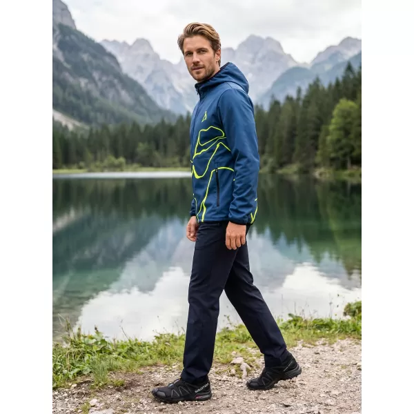  Férfi prémium softshell kabát ALTISPORT VOJ/ALM073JACK01 SÖTÉTKÉK/NEONSÁRGA 