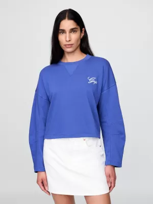 Női pulóver GAP LOGO HORSESHOE SWEATSHIRT 767368-02 VAKÍTÓ KÉK