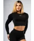 Varrás nélküli crop top hosszú ujjú POWER 892 BLACK Nebbia