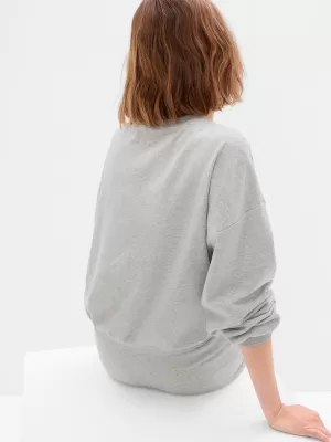 Női pulóver GAP LOGO VOLUME SLEEVE SWEATSHIRT 476351-02 VILÁGOS HANGASZÜRKE