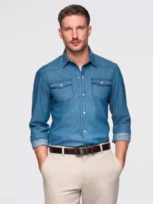 Férfi ing OMBRE OM-SHDS-0210 KÉK