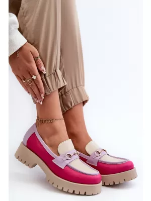 Női mokaszinok ZAZOO 3475 BÉZS/FUSCHIA/LILA