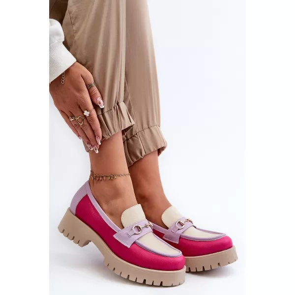  Női mokaszinok ZAZOO 3475 BÉZS/FUSCHIA/LILA 