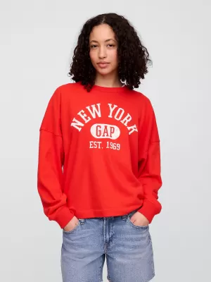 Női pulóver GAP LOGO SWEATSHIRT 769308-01 PLAKÁT PIROS