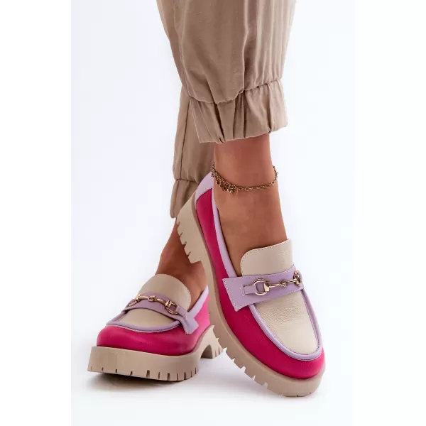  Női mokaszinok ZAZOO 3475 BÉZS/FUSCHIA/LILA 
