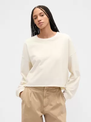 Női pulóver GAP LOGO SWEATSHIRT 799277-02 FEHÉR VITORLA