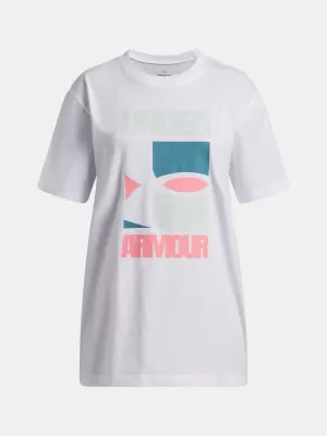 Lányos póló UNDER ARMOUR UA G BLOCK LOGO OS SS 6009720-100 FEHÉR