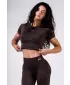 Varrat nélküli crop top rövid ujjú POWER 891 DARK BROWN Nebbia