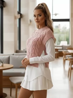 Női pulóver DSTREET MY2217 RÓZSASZÍN
