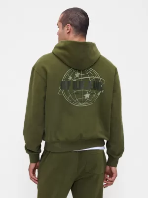Férfi pulóver GAP LOGO PULLOVER HOODIE 822076-03 KATONAI KABÁT ZÖLD