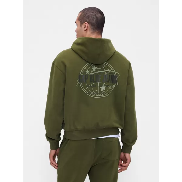  Férfi pulóver GAP LOGO PULLOVER HOODIE 822076-03 KATONAI KABÁT ZÖLD 