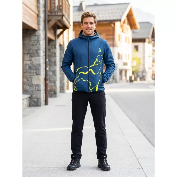  Férfi prémium softshell kabát ALTISPORT VOJ/ALM073JACK01 SÖTÉTKÉK/NEONSÁRGA 