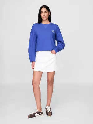 Női pulóver GAP LOGO HORSESHOE SWEATSHIRT 767368-02 VAKÍTÓ KÉK