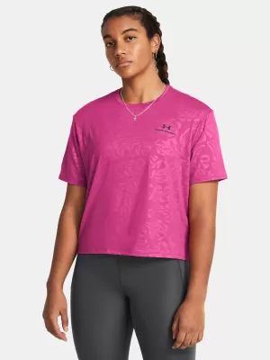 Női póló UNDER ARMOUR VANISH ENERGY EMBOSS CROP SS 1383640-686 RÓZSASZÍN