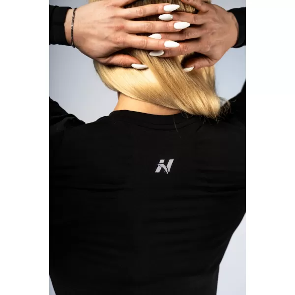  Varrás nélküli crop top hosszú ujjú POWER 892 BLACK Nebbia 