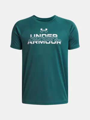 Fiú póló UNDER ARMOUR UA TECH SPLIT WORDMARK SS 1383010-338 ZÖLD