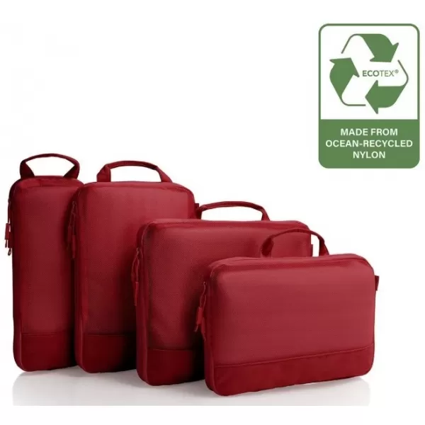  Bőrönd HEYS Ecotex Compression Packing Cube 4 Pc Set VÖRÖS JUHAR 