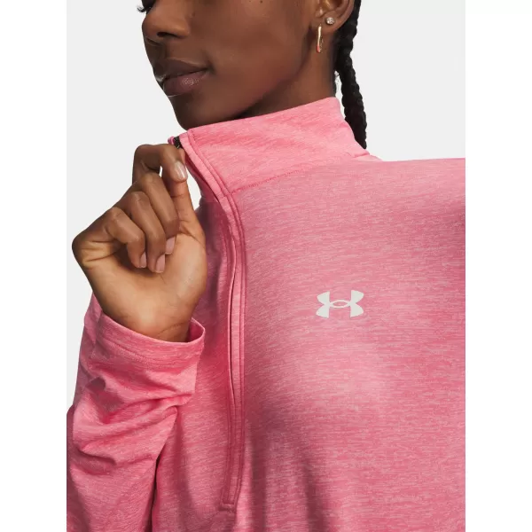  Női póló TECH 1/2 ZIP- TWIST 1384225-601 PINK Under Armour 