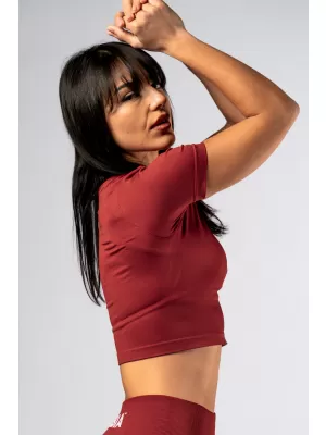 Varrat nélküli crop top rövid ujjú POWER 891 RED Nebbia