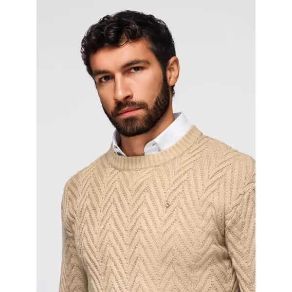  Férfi pulóver OMBRE OM-SWSW-0147 HOMOK 