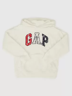 Gyermek pulóver GAP LOGO PULLOVER HOODIE 781865-00 ÚJ TÖRTFEHÉR
