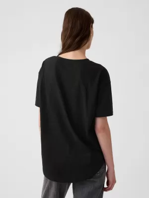 Női póló GAP LOGO EASY BOYFRIEND TEE 407990-01 FEKETE