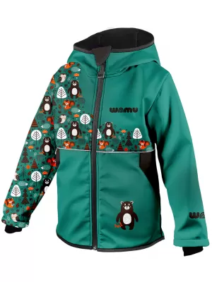 Gyermek softshell kabát WAMU MEDVĚDI TÜRKIZ