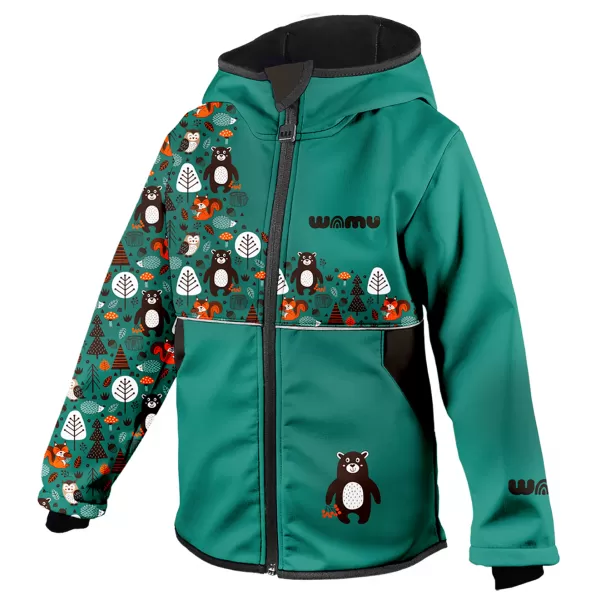  Gyermek softshell kabát WAMU MEDVĚDI TÜRKIZ 