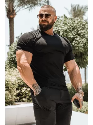 Férfi pólók NEBBIA MIKE MUSCLE FIT 158 FEKETE