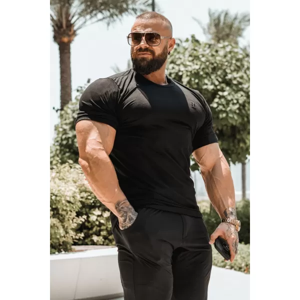  Férfi pólók NEBBIA MIKE MUSCLE FIT 158 FEKETE 