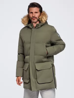 Férfi parka OMBRE OM-JALJ-0310 SÖTÉT OLAJBOGYÓ