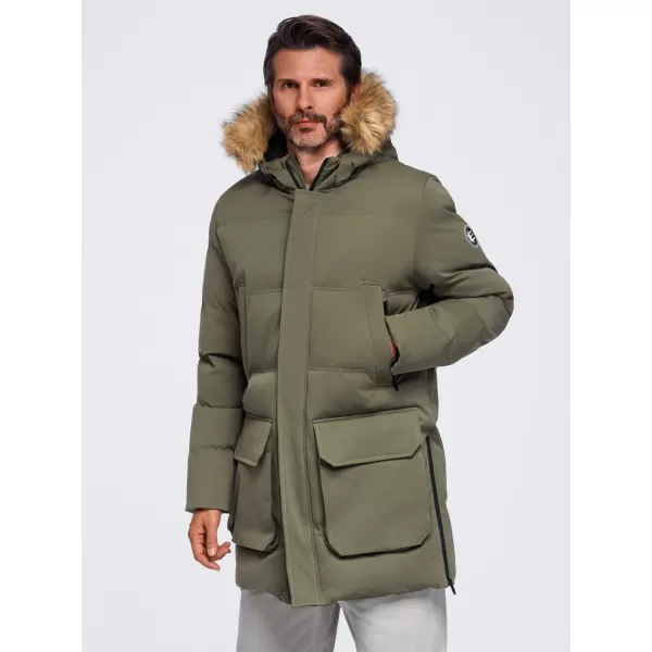  Férfi parka OMBRE OM-JALJ-0310 SÖTÉT OLAJBOGYÓ 