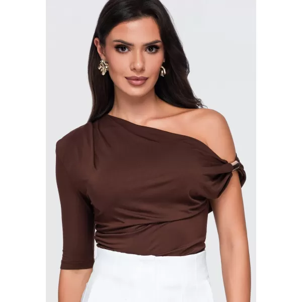  Női póló OMBRE OW-TS-E0075 BARNA 