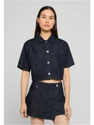 Női ing URBAN CLASSICS TB8372 KÉK ÖBLÍTETT MOSOTT